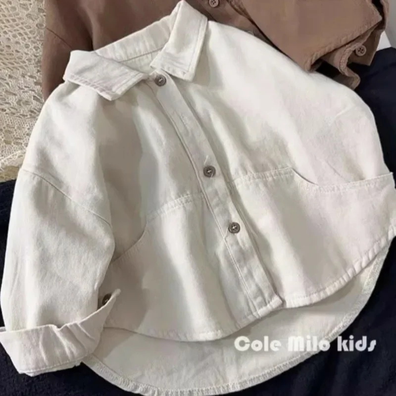 

Детская блузка для мальчиков, пальто, куртка, верхняя одежда, хлопок, 2024, рубашки с лацканами, весенне-осенняя верхняя одежда, солнцезащитный крем, пляжная детская одежда