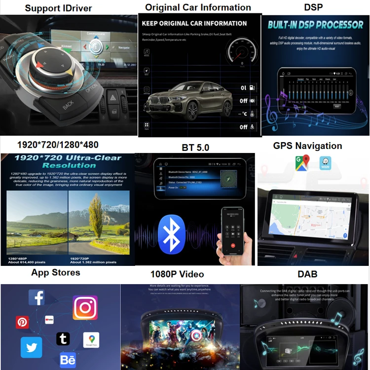Android 13 Car Radio for X3 E83 2004-2009 Touch Screen Carplay Multimedia Player with BT Intellint System GPS Navigation