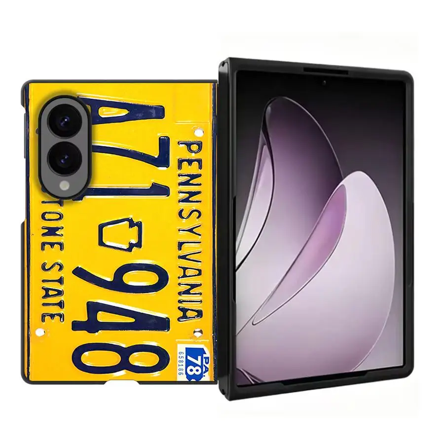 Retro Car License Plate Luxury Phone Cover Case for Samsung Galaxy Z Fold 8 ZFold8 ZFold Wide Z Fold8 Wide - view 3