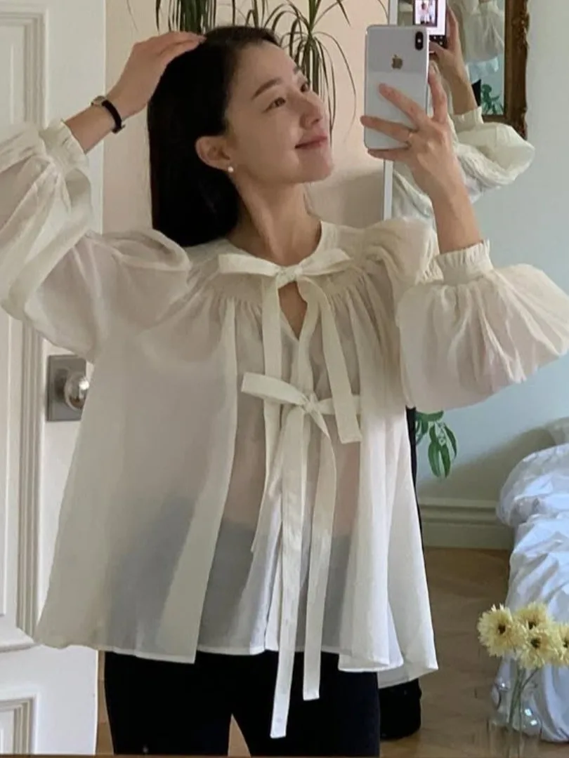 

Шикарный круглый свободный фонарь Све Silk irt, женский модный модный повседневный сложенный топ Agel с узлом