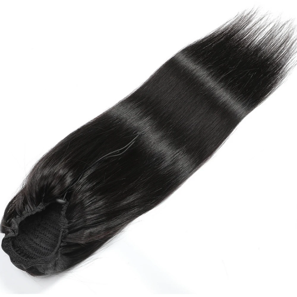 Queue de cheval droite brésilienne avec clip pour femme, extensions de cheveux humains, cheveux Remy, Wstring de proximité, 1 pièce