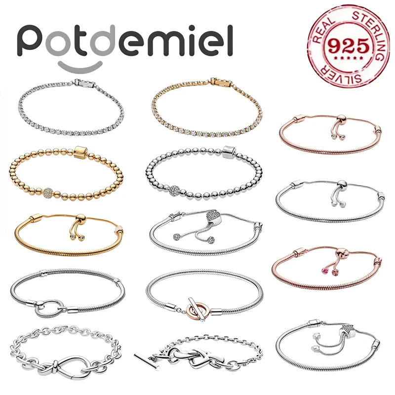 

Hot-selling fashionable 925% silver romantic love round diamond adjustable original bracelet for ladies as a gift