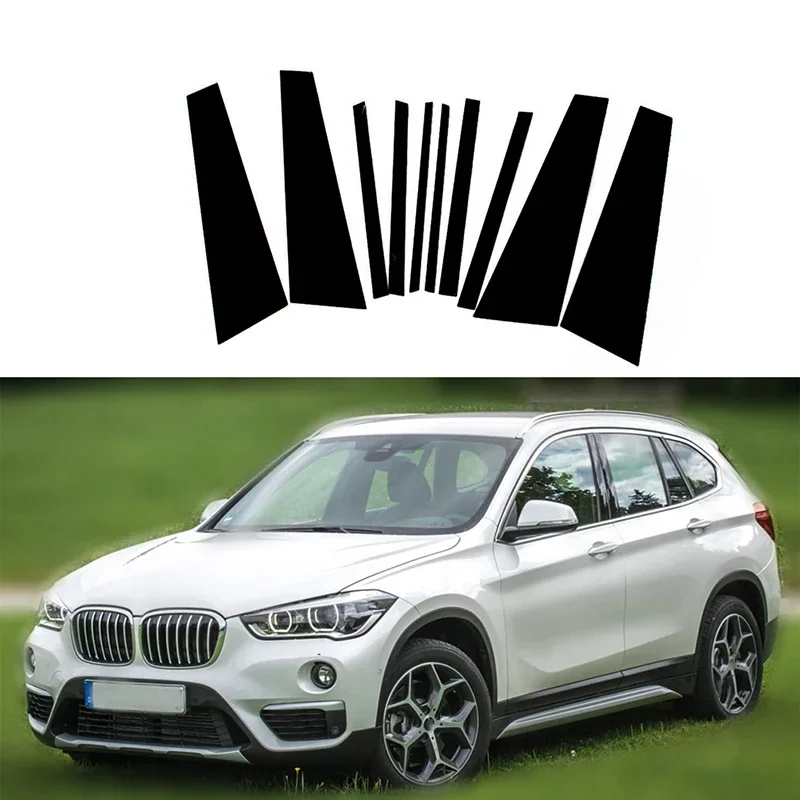 6PCS High Quality Glossy Black Car Pillar Posts Molding Cover For BMW X1 F48 2016-2022 Door Window BC Column Stickers 4