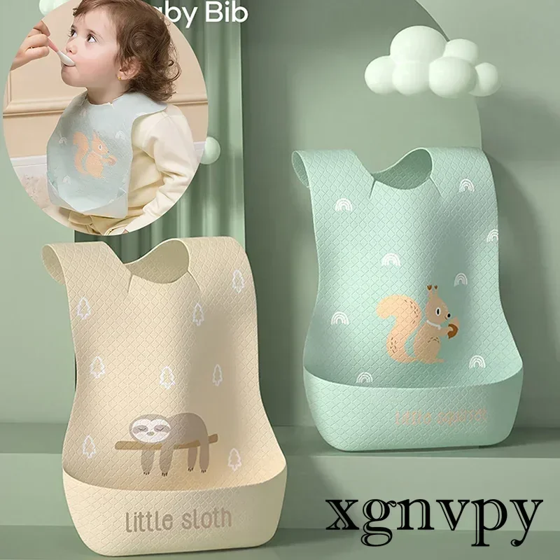 xgnvpy Baby Bib Waterproof Baby Baby Kids Supplementary Food Rice Pocket Soft Disposable Saliva Bib Waterproof Cartoon Cute