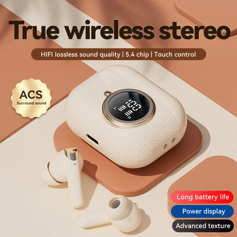 M88 Sport Music Wireless Bluetooth ANC Noise Reduction Earphones Long Battery Life Retro Style Leather Texture Bluetooth Headset