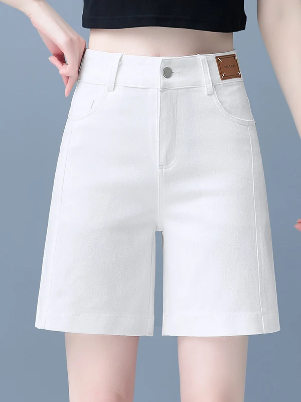 

Casual Thin Summer Workwear Five-Point Pants Women's Loose Wide Leg High Waist Short Shorts Outerwear Straight Leg Jeans