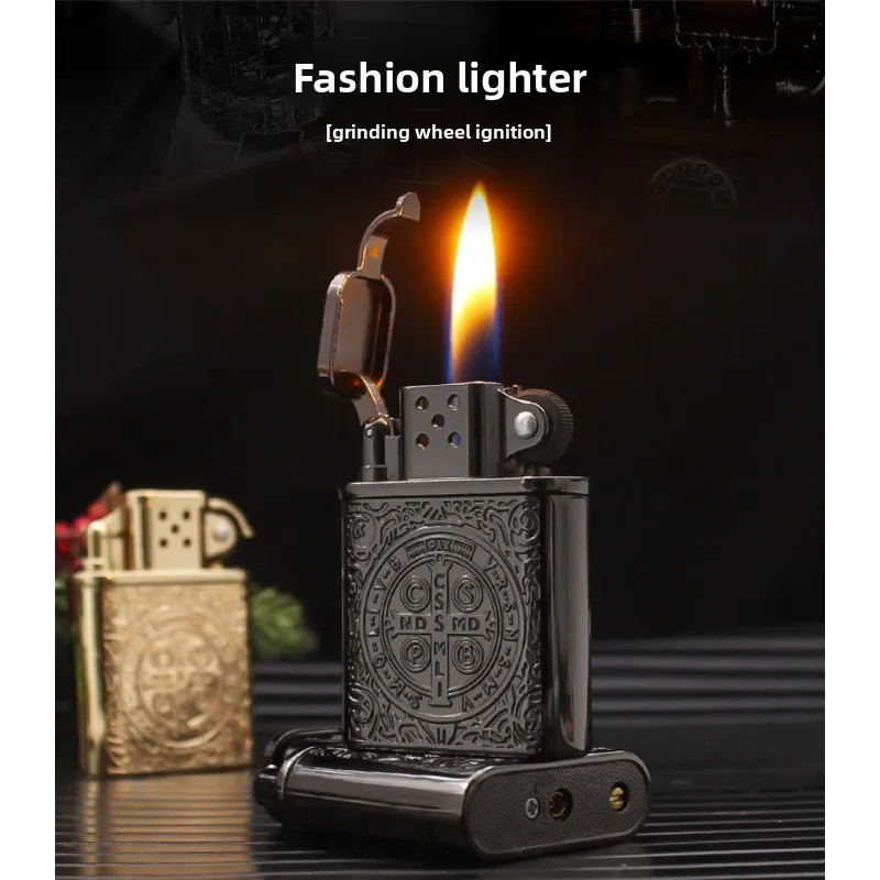 

Creative Constantine Embossed Metal Lighter Refillable Windproof Flame Cigarette Accessories Men Gift Smoking Accessories