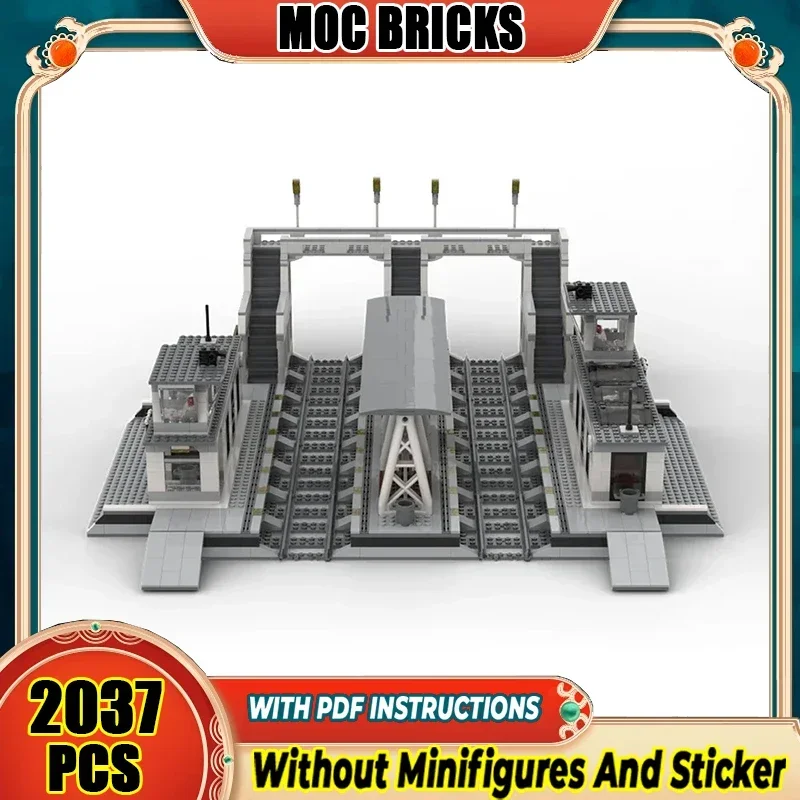 

Модель City Street View Moc, строительные кирпичи, большая железнодорожная станция, технология, модульные блоки, подарки, рождественские игрушки, наборы «сделай сам», сборка