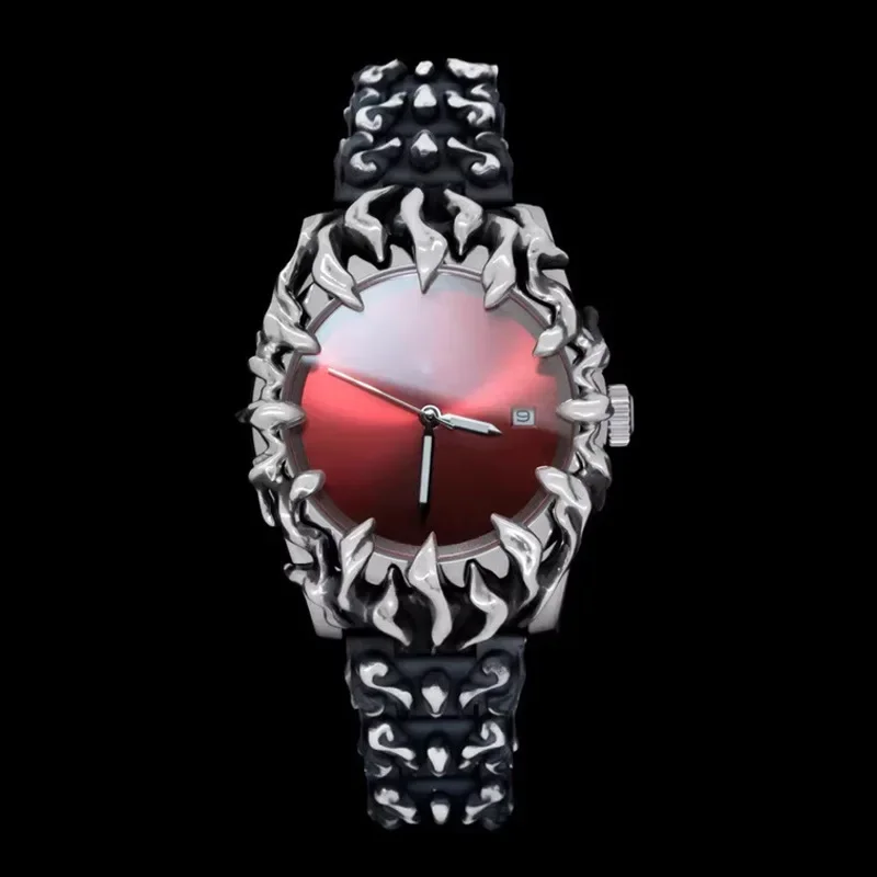

Y2K черные часы для мужчин, уникальный дизайн с когтями, алебастровый камень, готические повседневные женские и мужские наручные часы, темные эстетические кварцевые часы