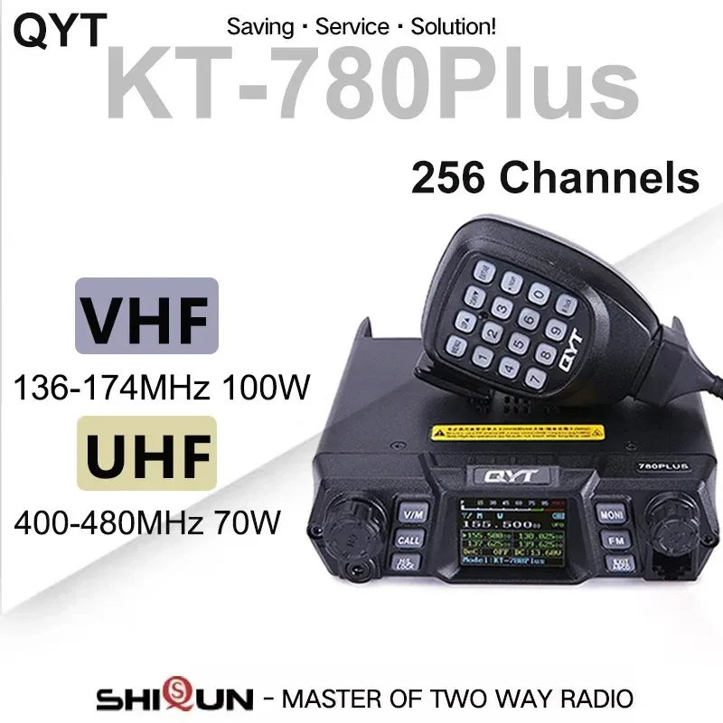 QYT KT-780Plus Mobile Radio Base Single Band VHF Walkie Talkie 100W Car Radio Station KT-780 Plus 2 Way Radio Long Range