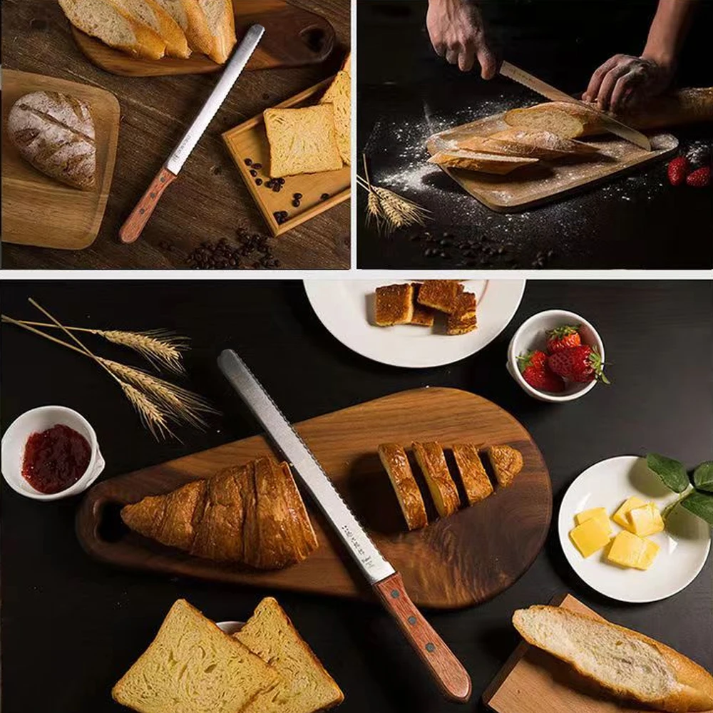 10/12/14 Inch Cake Cutting Knife Long Cutter  Best Serrated Bread Knife Stainless Steel Loaf/Bread Slicer/Slicing