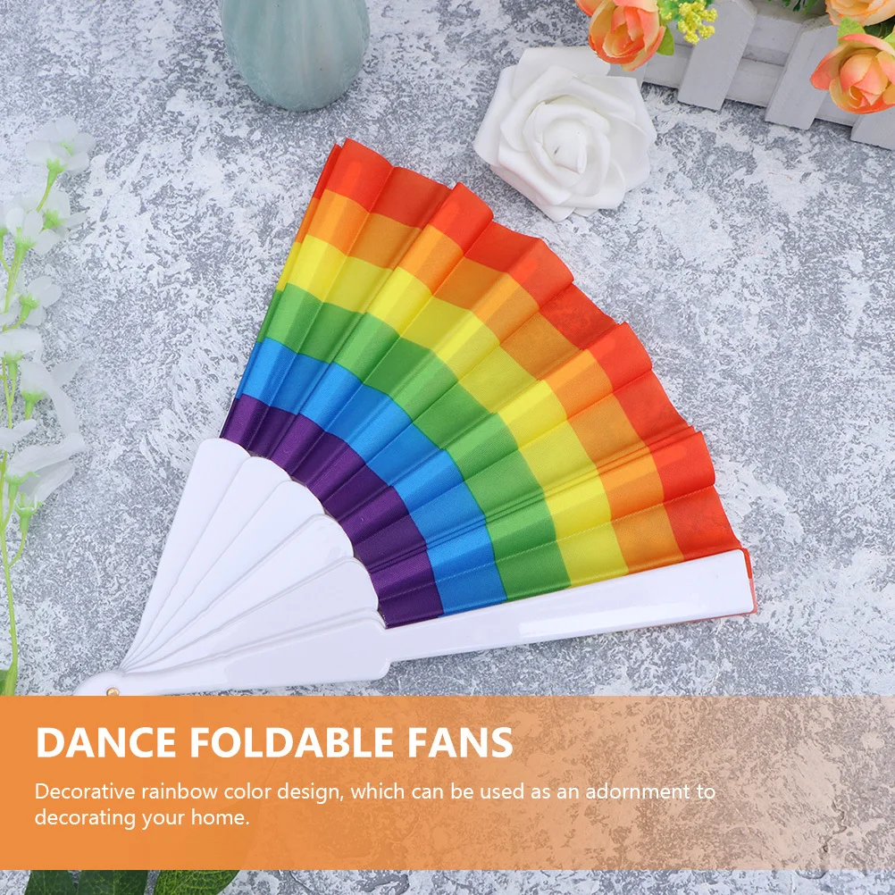 

10 Pcs Rainbow Folding Fan Exquisite Decorative Fans Dancing Creative for Dance Decorate Colorful Unique Plastic