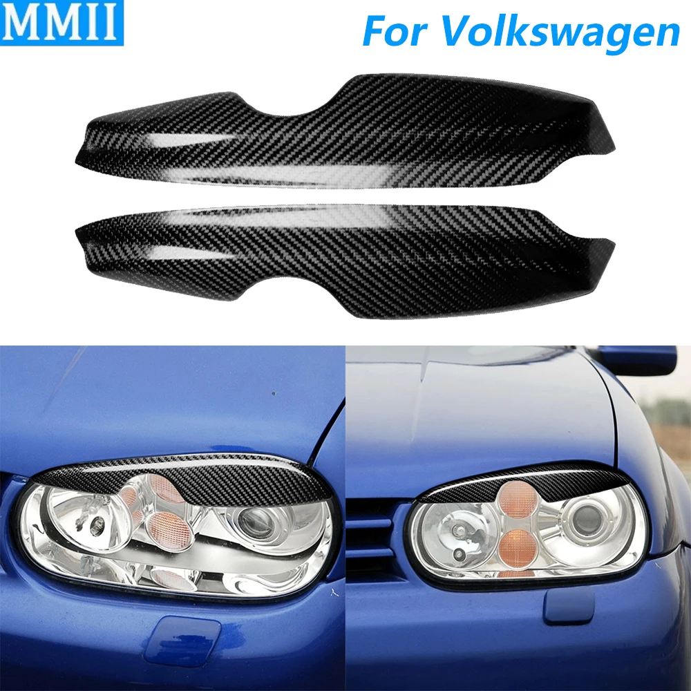 Для Volkswagen Golf 4 MK4 GTI 1999-2004 настоящая сухая передняя фара из углеродного волокна, крышка для век, отделка панели, автомобильные аксессуары