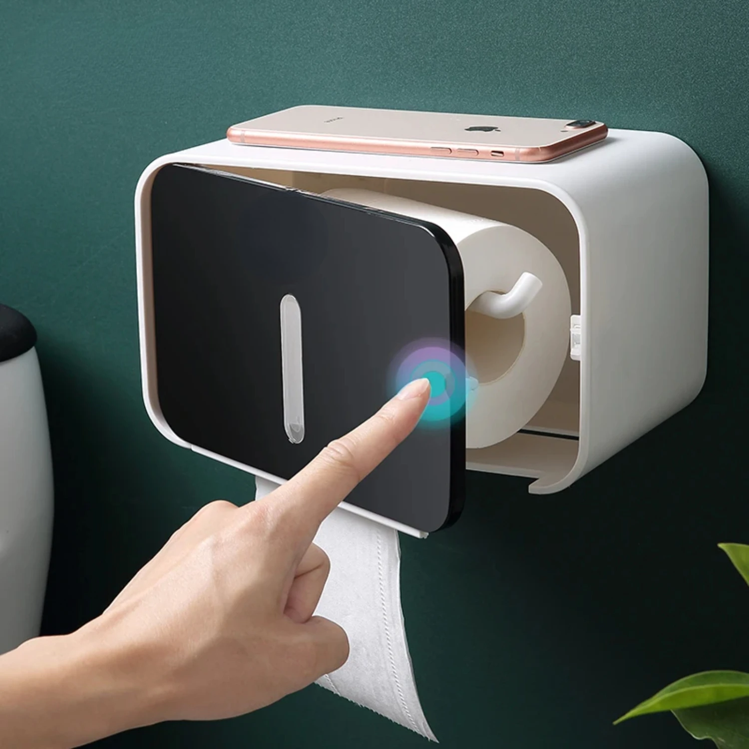 

Nail-free Waterproof Bathroom Roll Paper Box Toilet Paper Box Wall-mounted Storage Tissue Home Bathroom Storage Tools