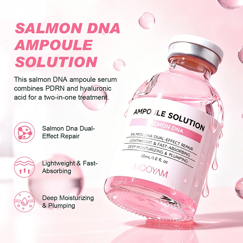 PDRN Salmon Revitalizing Ampoule Essence 30ml Deep Moisturizing Plumping Skin Fast-absorbing Non-sticky Brighten Skin Tone