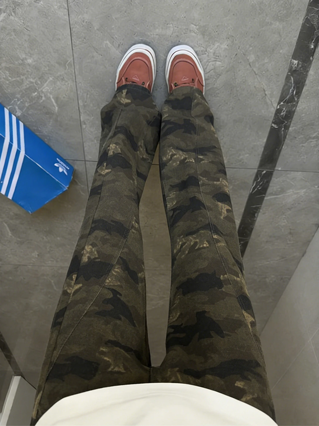 American Style Retro Camouflage Jeans Men's Winter Slim Straight Leg Micro Flared Cleanfit Workwear Trousers