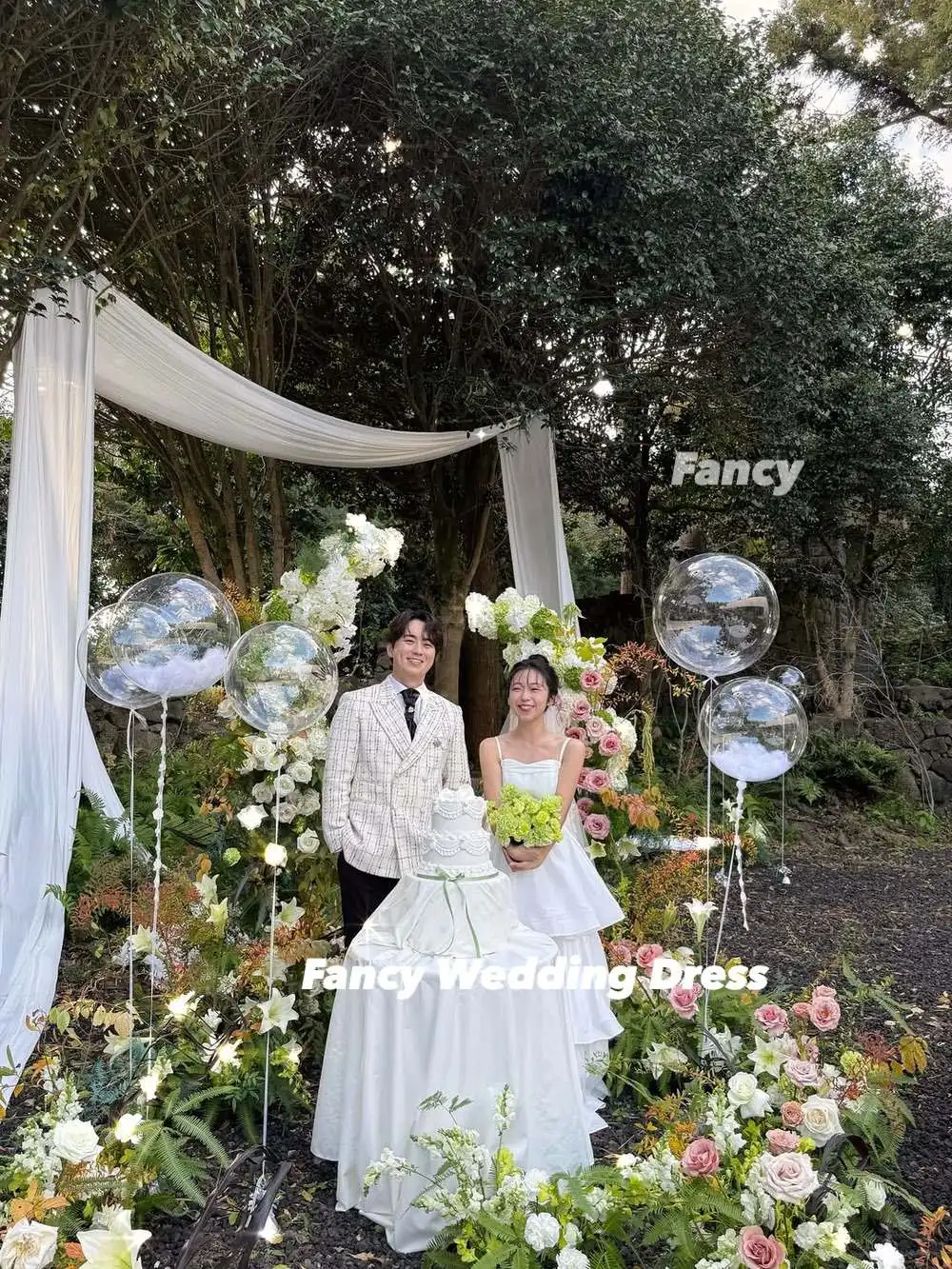 Fancy Korea Princess A Line Wedding Dress Spaghetti Straps Taffeta Evening Party Dresses Floor Length Back Corset Customized