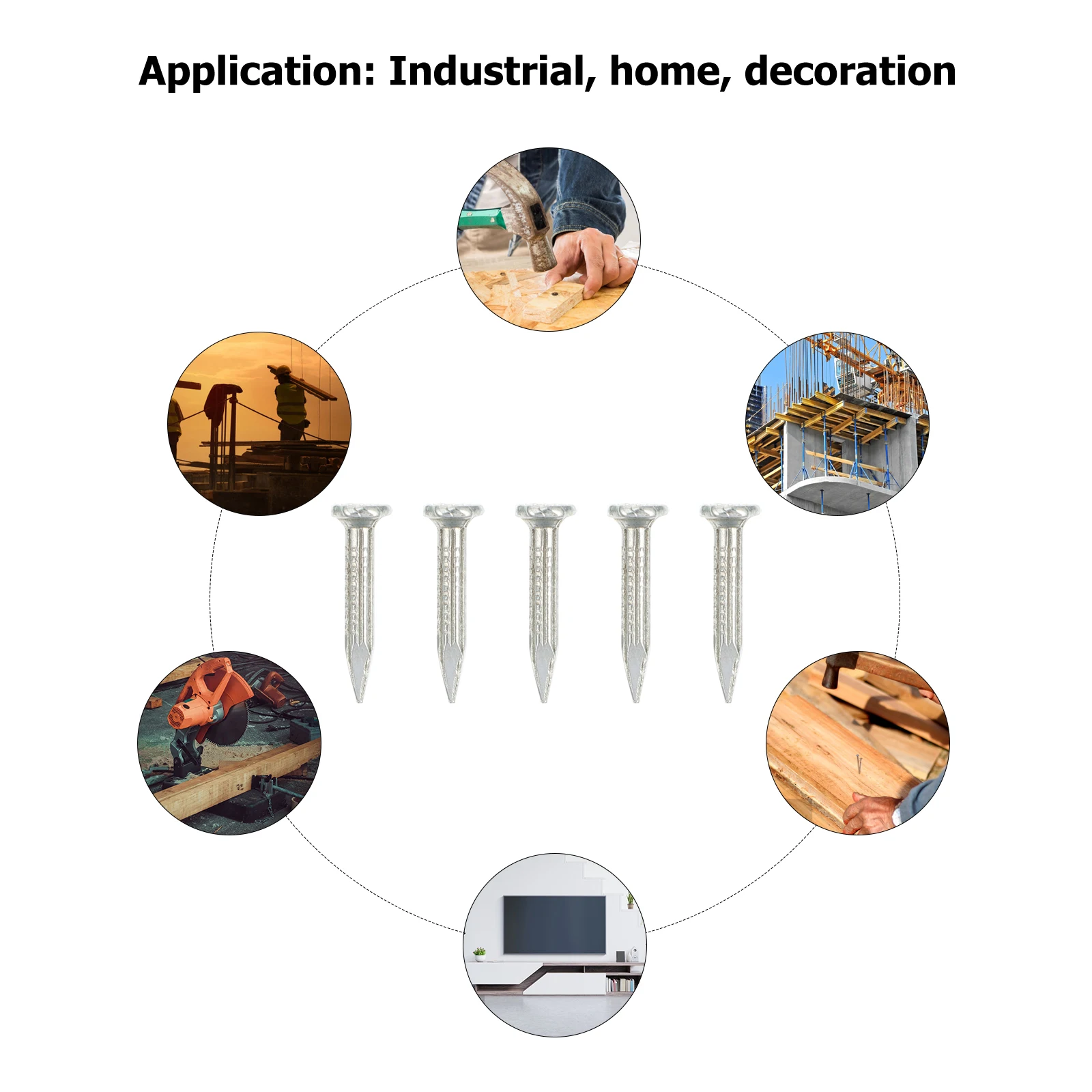 

310 Pcs Hardened Steel Nail Cement Nails For Sealants Concrete Point Tip Wall Straight Grain Man