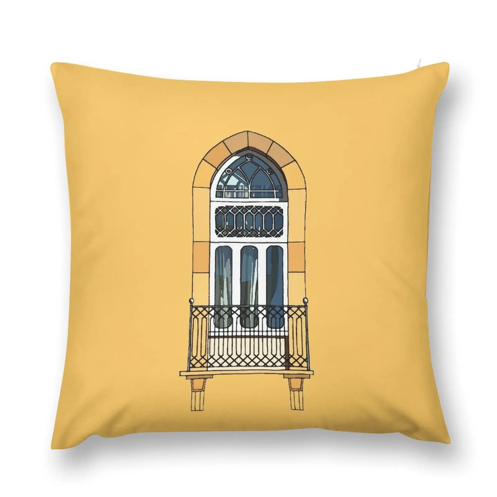 

Digital Watercolor Art: Traditional Lebanese Window Throw Pillow Sofa Cushions Cover Sofa Covers For Living Room pillow