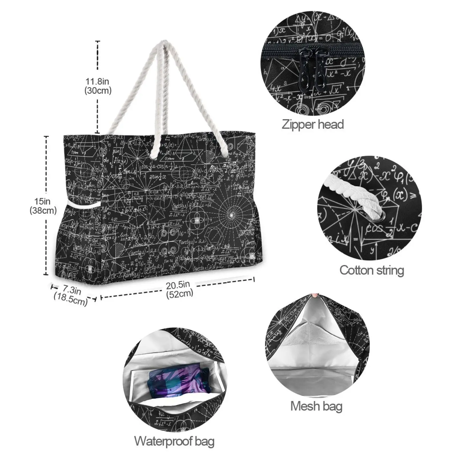 New Beach bag Large capacity Ladies Shoulder Bag Geometric Tote Shopping Bag Linen Fabric Beautiful Casual Practical Handbag