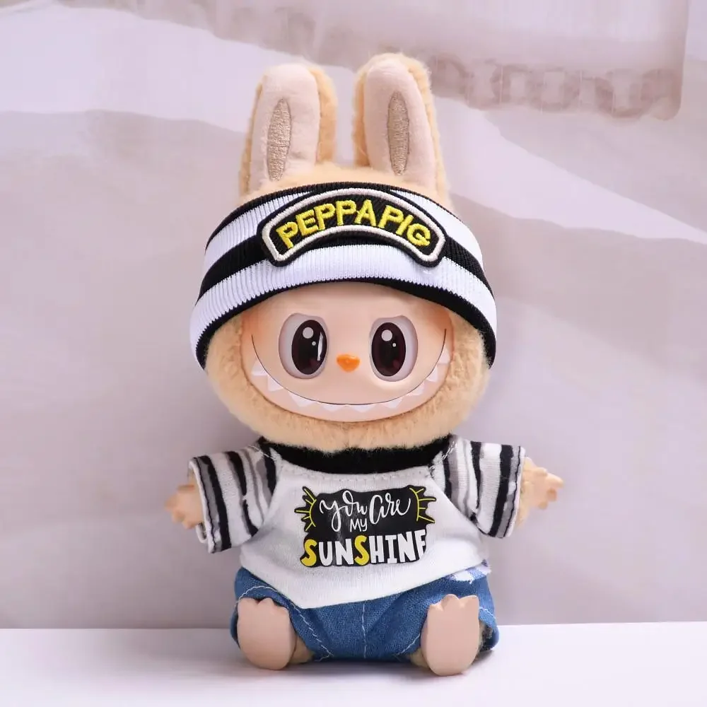 For 17 cm labubu clothes sports trend shirt set vinyl LABUBU baby clothes Dolls Accessories Cute Decoration Little Clothes