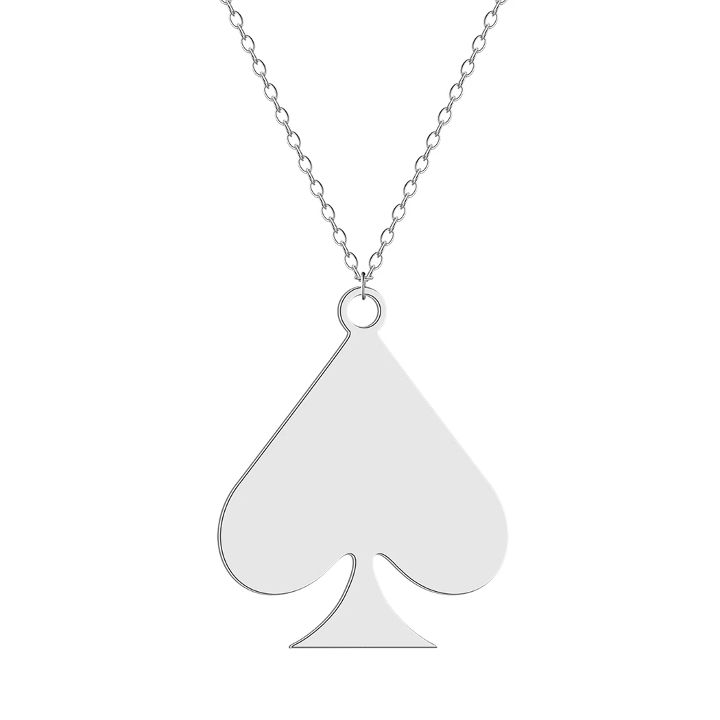 Kinitial Stainless Steel Necklaces Dainty Jewelry Playing Card Hearts Poker Spade Pendant Necklace Party Gift