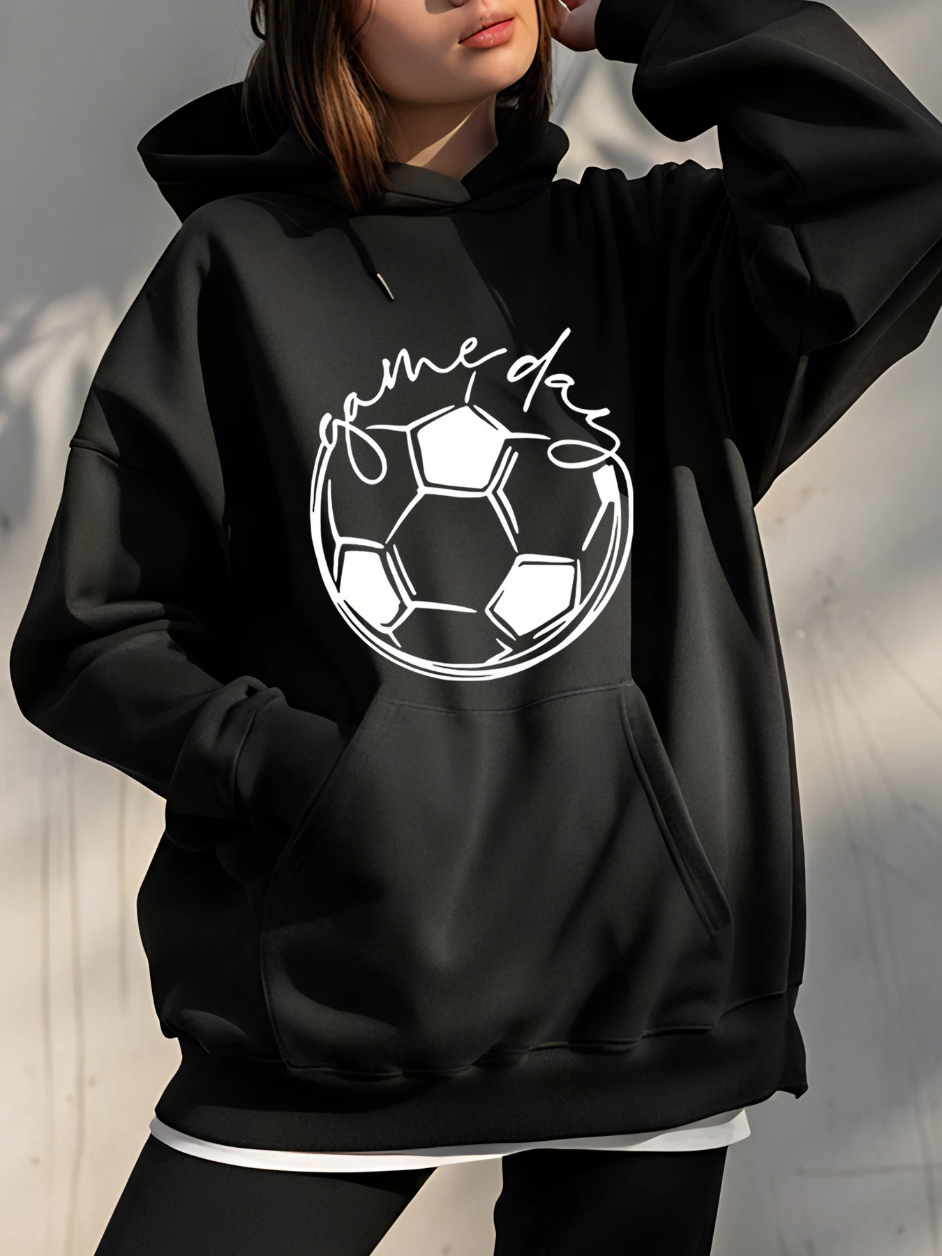 

Футбольная толстовка с принтом Game Day, повседневная спортивная толстовка, женская модная уличная одежда, спортивная одежда для футбольных болельщиков