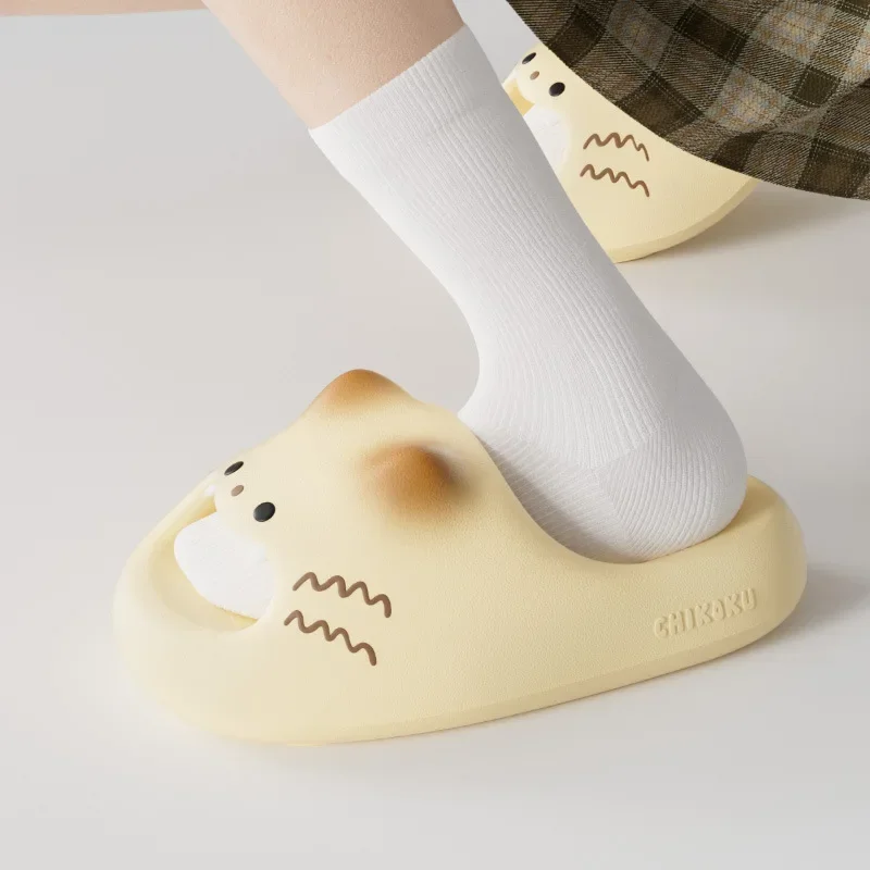 Women Men Cat Paw Slippers Cute Cartoon Kitten Slides Thick Non Slip Bathroom Shower Home Indoor Outdoor Summer Sandals Shoes