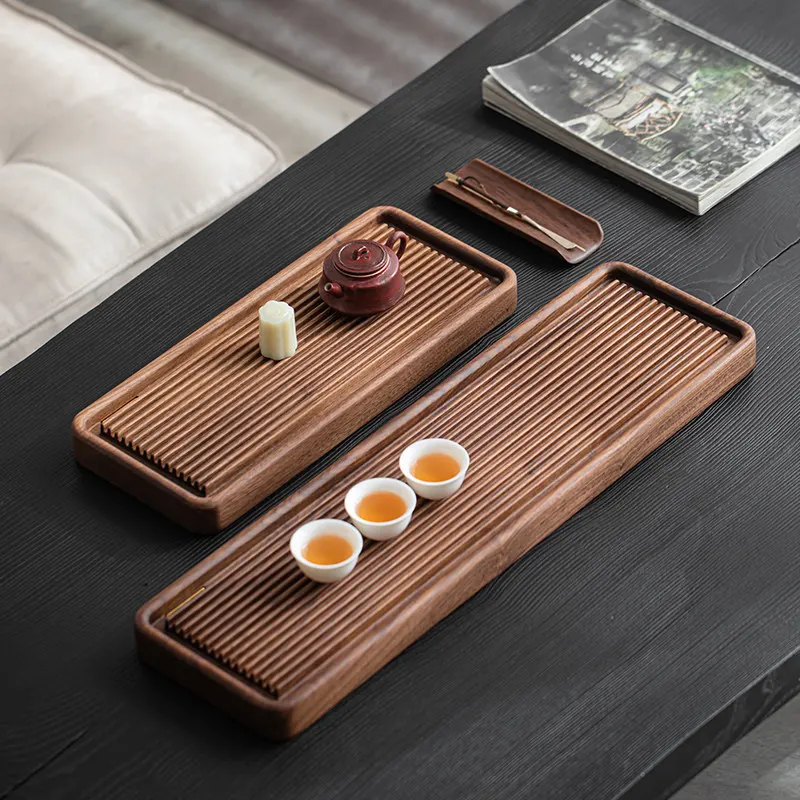 Nordic Japanese Tea Tray Black Walnut Wood Luxury Tea Tray Modern Rectangular Serving bandeija imperial antiga Decorative Tray