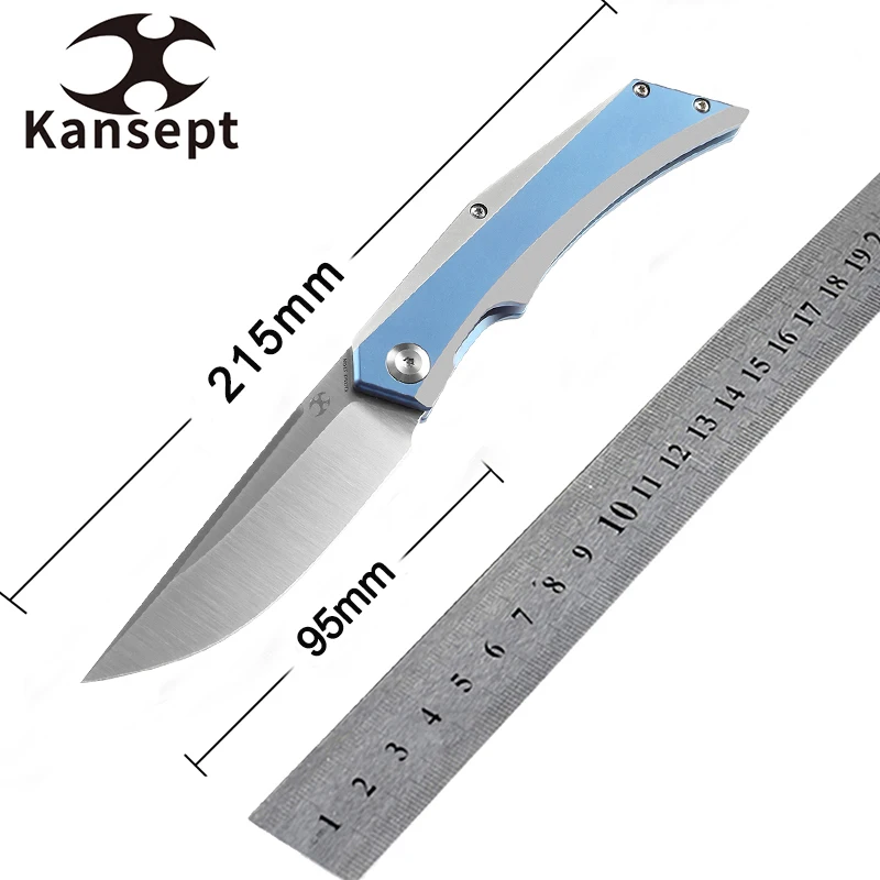 Kansept Naska K1035A3 Satin CPM-S35VN and Blue Anodized and Plain Titanium Handle  APK Designed Useful Outdoor Camping Tools