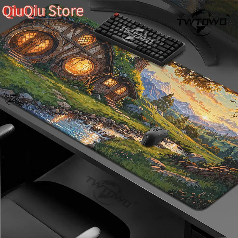 Fantasy Forest Cabin Mauspad Gamer Printon Request Home Großes neues Mauspad XXL Naturkautschuk Büro Desktop Mauspad