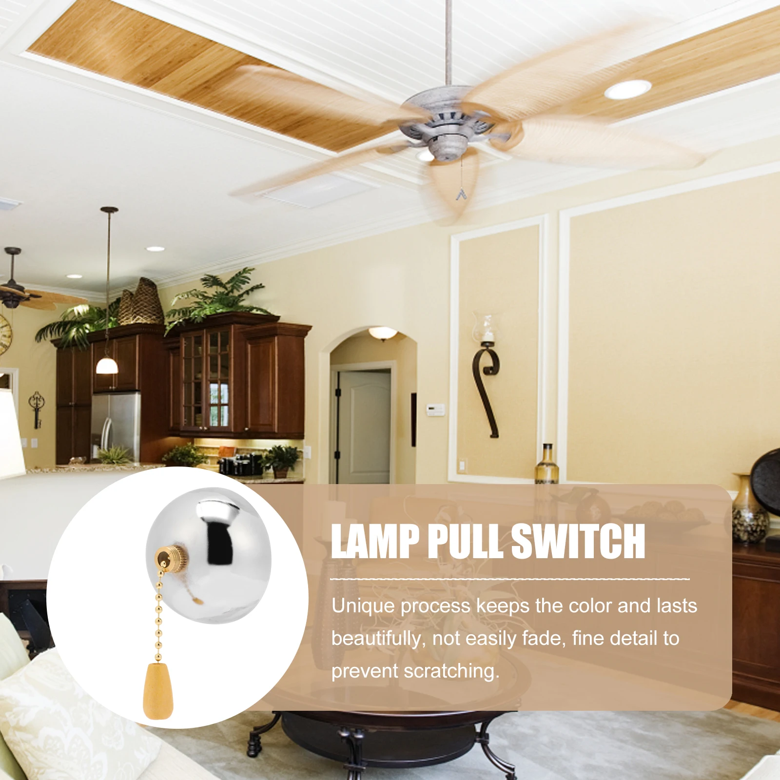

2 Pcs Pull Cord Switch for Ceiling Fan Lamp Lamp Pull Switch Round Zipper Replacement Durable Colorful Anti Scratch Chain