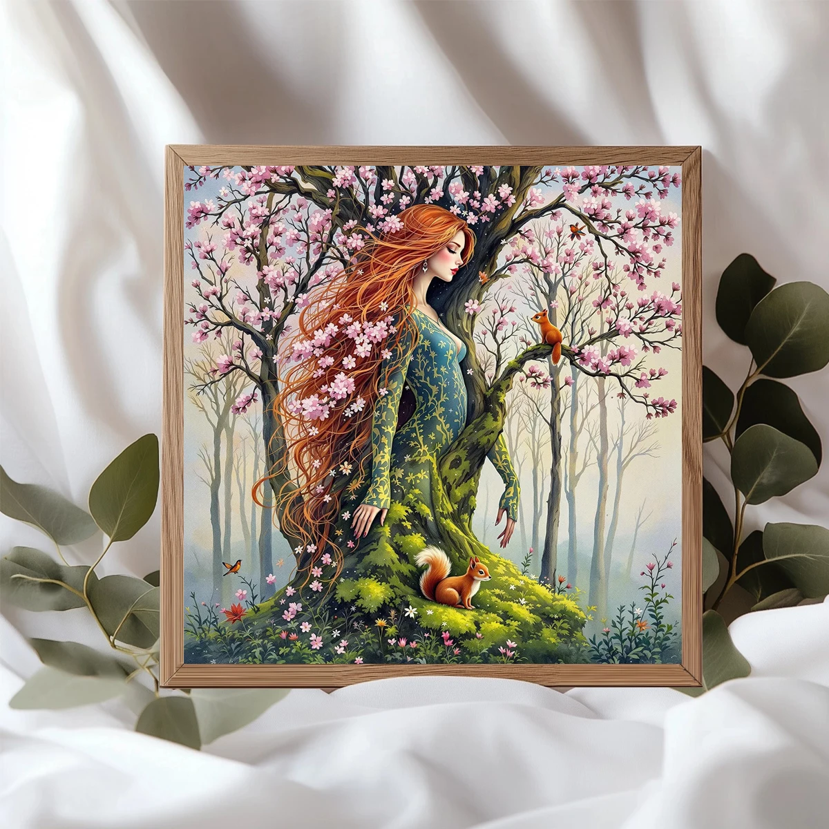1 Set 40x40cm-15,7x15,7 Zoll Rahmenloses 11CT/14CT Bedrucktes Stoff-Kreuzstich-DIY-Set, Schöne Landschaft, Set – Detail 3