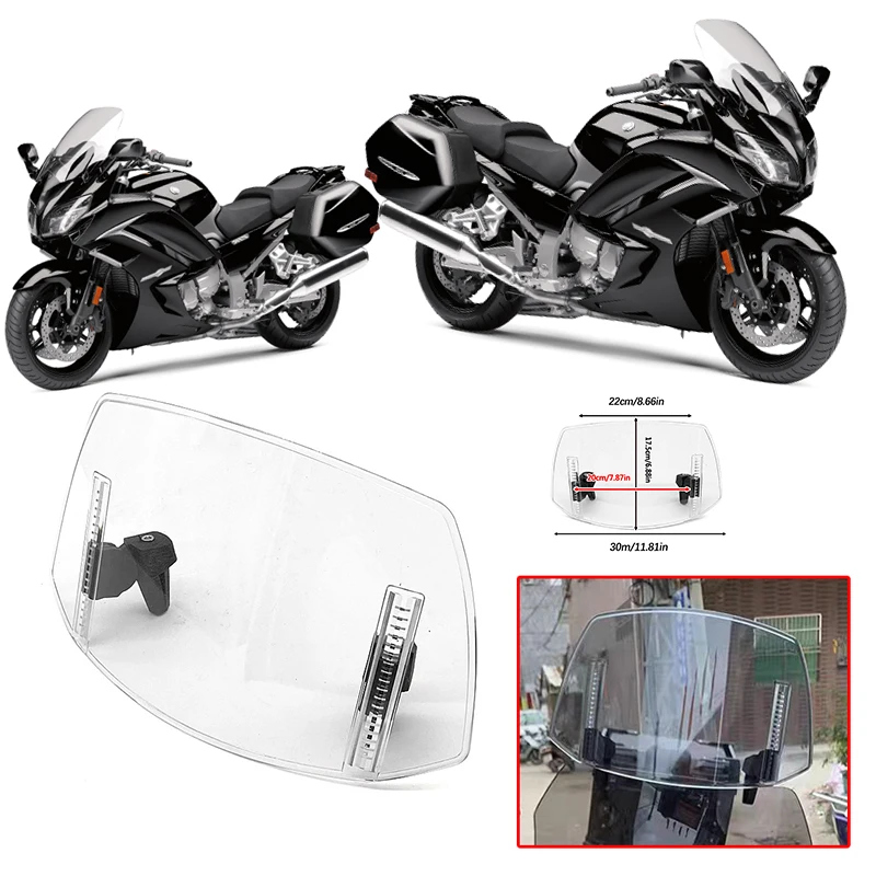 Windshield Extension Adjustable Spoiler Deflector For Yamaha YP250 R FJR1300ES FJR1300 AE AS FZ 1200 FZ8 J125 Star Eluder