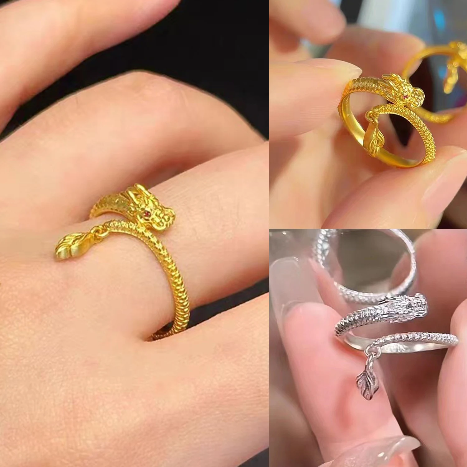 Unique Dragon Shape Rings For Women Men New Year Gift Fashion Opening Adjustable Finger Ring Jewelry Gift