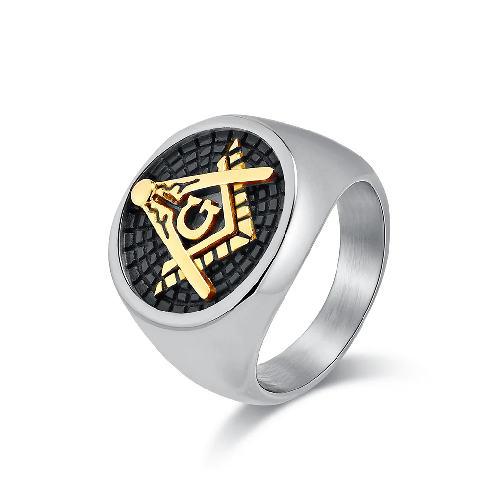 Fashion Punk Hip Hop Design Jewelry Stainless Steel Free and Accepted Masons Freemason Masonic Rings for Men