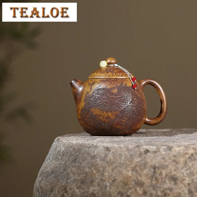 

550ml Yixing Purple Clay Teapots Handmade Dragon Egg Pot Raw Ore Wood-fired Porcelain Mud Kettle With Strainer Zisha Tea Set Cha