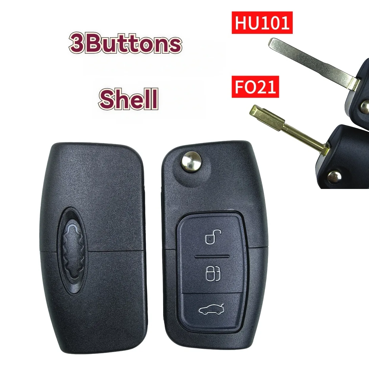 Jingxin 3Button FO21/HU101Blade Flip Folding Remote Control Car Key Shell For Ford Focus  Mondeo Fiesta Galaxy C-MAX Key Case
