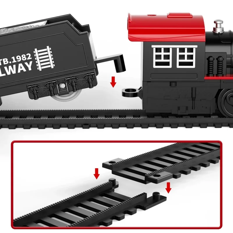 Tren de juguete para niños con luces y sonido, juego de vía de tren para debajo del árbol de Navidad, modelo de tren para niños pequeños, regalos de navidad