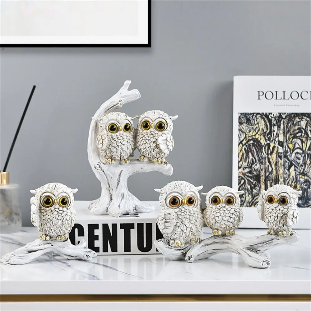 

Украшение рабочего стола, украшение в виде совы из смолы, милая креативная статуя животного, водонепроницаемая яркая миниатюрная фигурка, скульптура, шкаф