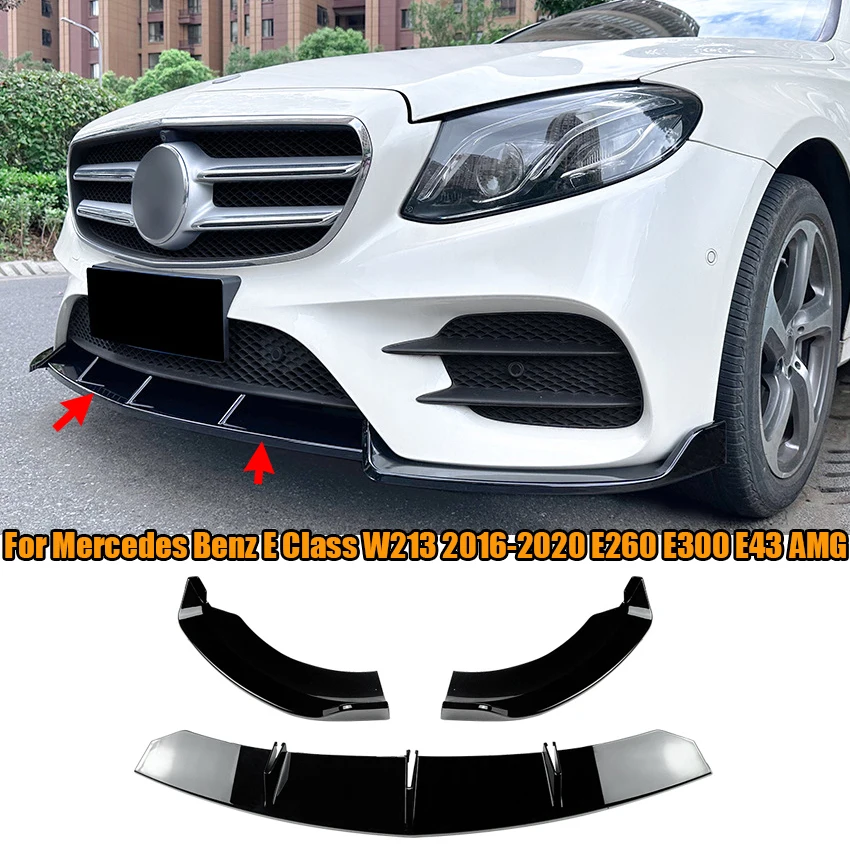 

Car Front Bumper Lower Lip Spoiler Splitter Kit Guards For Mercedes Benz E Class W213 2016-2020 E260 E300 E43 AMG Car Accessory