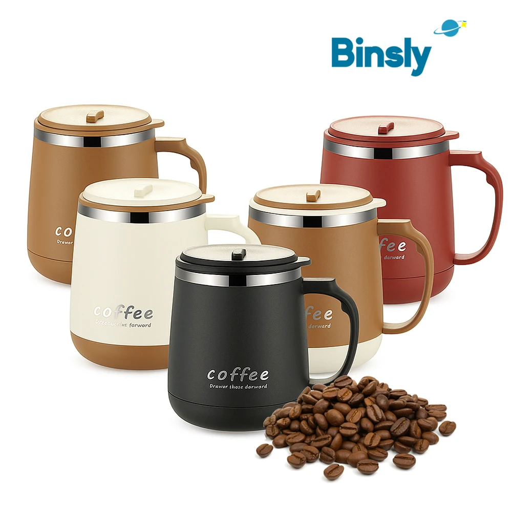 

480ml Leak Proof Coffee Mug Insulated Stainless Steel Tumbler Coffee Cup with Foldable Spoon Reusable Drinking Cup For Gift