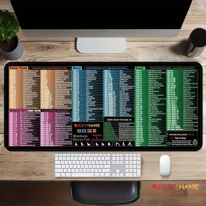 

Большой коврик для мыши с функцией быстрого доступа к Excel, Word, PowerPoint, с нескользящим краем, идеальный подарок для геймеров и офисных работников