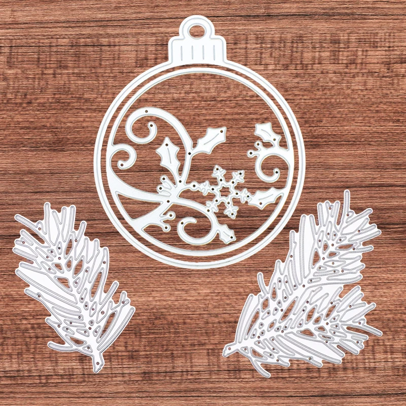 

Metal Cutting Die Christmas Ornament Ball, Holly Leaf, Suitable for Cutting Die Knife, Stamping, Embossing Crafts, 2Pcs