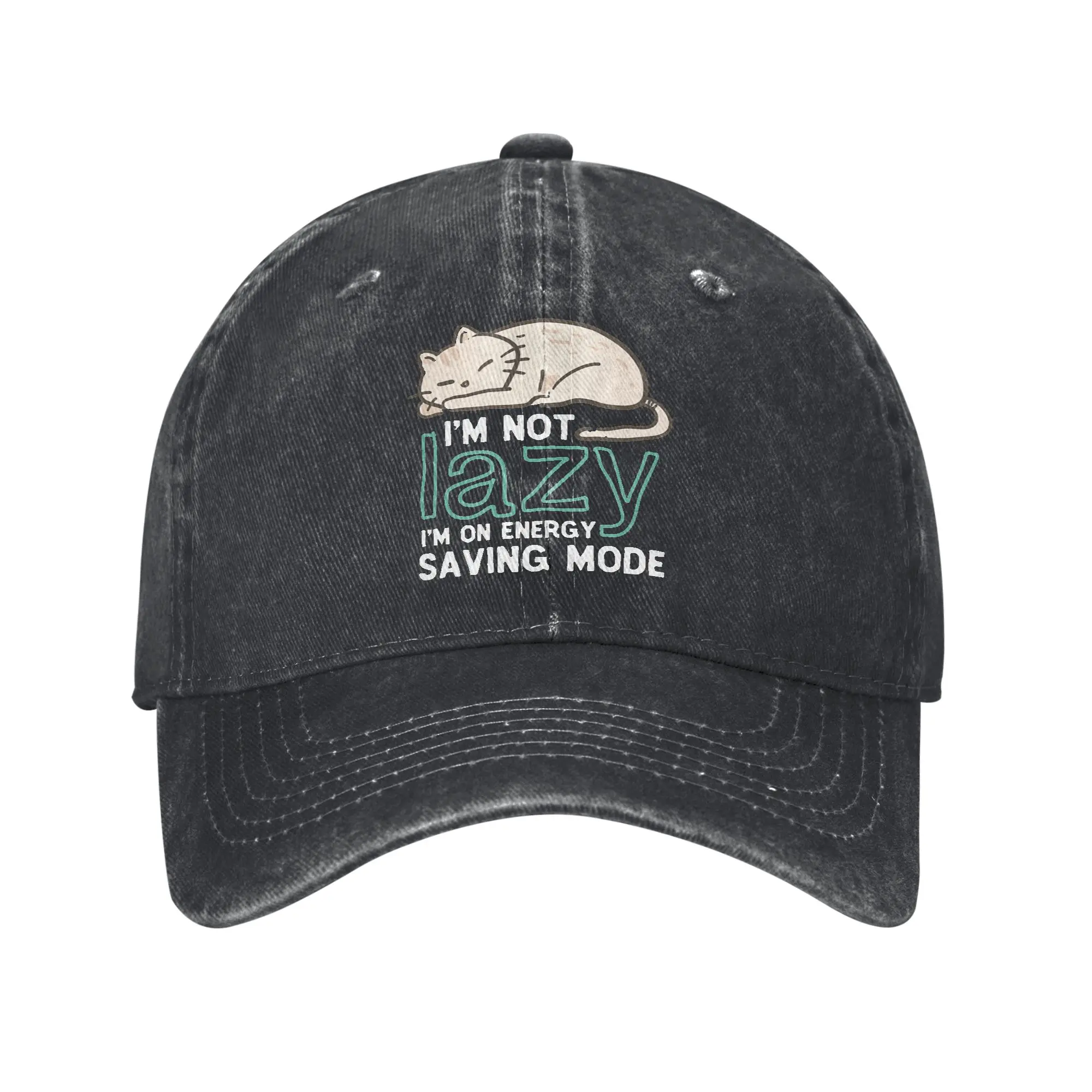 Vintage I'm Not Lazy I'm on Energy Saving Mode Funny Cat Baseball Caps Men Women Distressed Denim Sun Cap All Gift Hats Cap