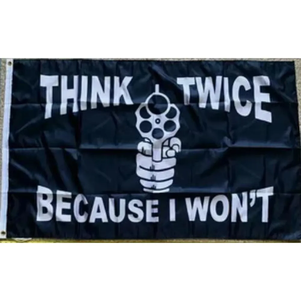 custom banner of 60x90cm Think Twice Because I Won't flag 3x5ft Camouflage Banner
