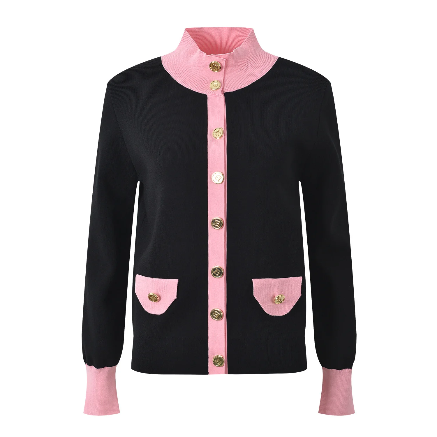 ZJYT-Cardigan Triblockchain à Manches sulfet Col Montant pour Femme, Manteau, Chandail, Collection Automne-Hiver 2024