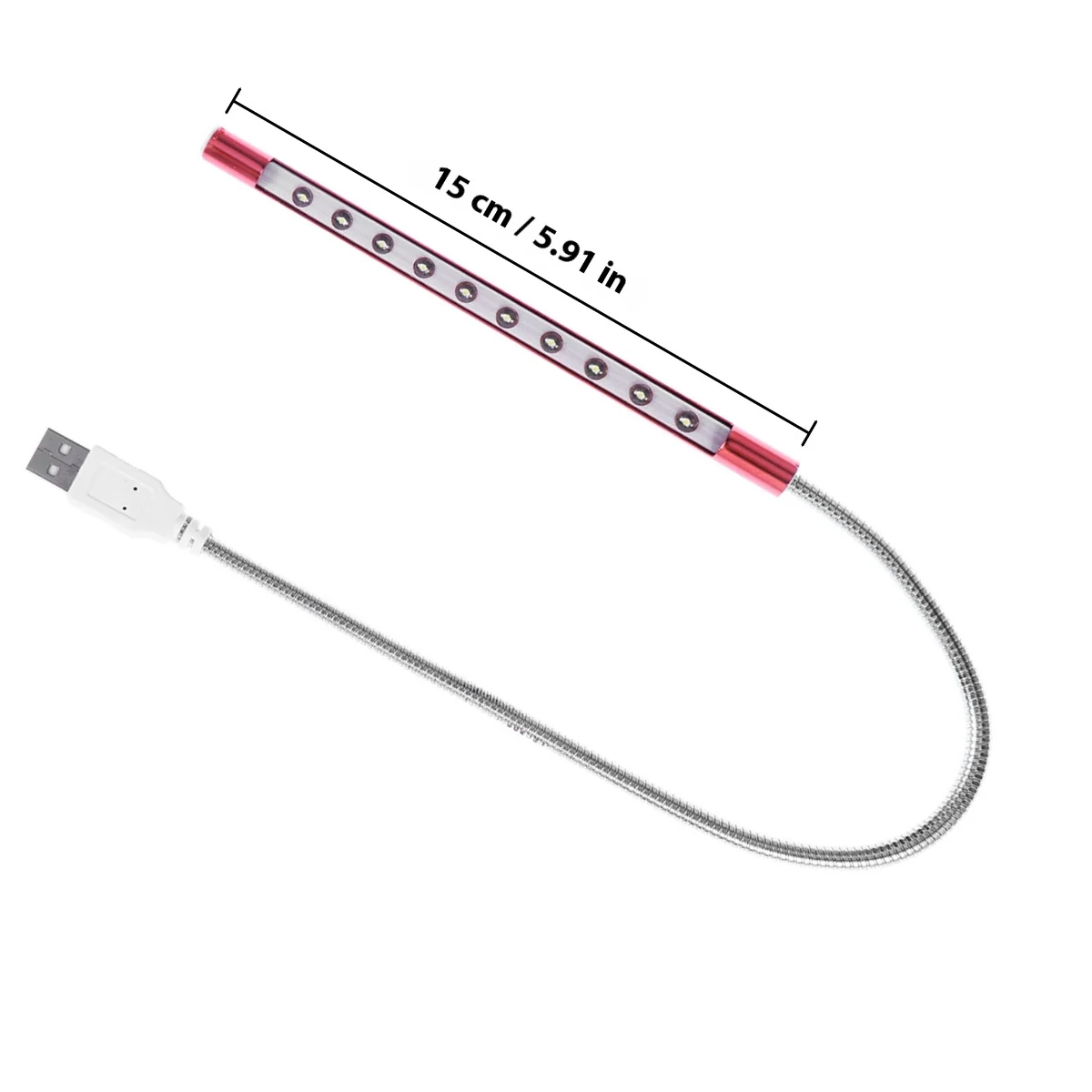 10 مصابيح LED USB قابلة للتعديل معقوفة للكمبيوتر المحمول والمكتب والسرير المحمول الموفر للطاقة وصديقة للعين باللون الأسود