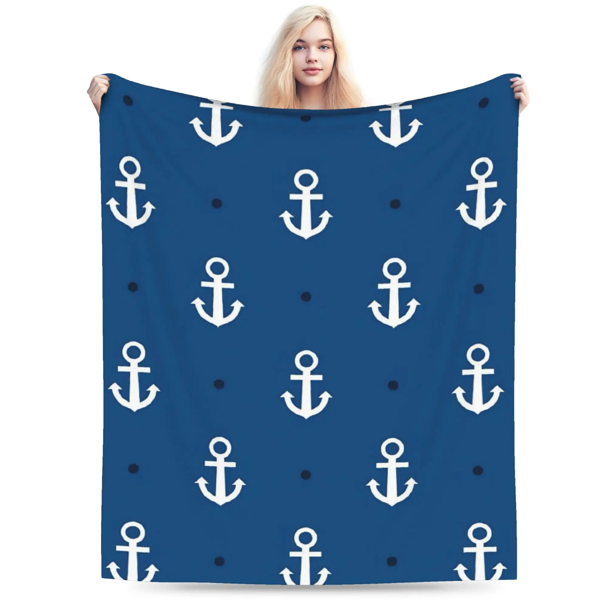 Warm Soft Blanket Students Camping Nautical Anchor Boat Bedding Throws  FlannelFor Living Room Street Trend Sofa Bed Cover