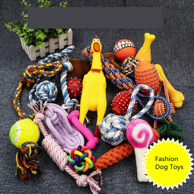 New Dog Toys Pet Ball Bone Rope Squeaky Plush Toys Kit Puppy Interactive Molar Chewing Toy for Small Large Dogs Pug Supplies